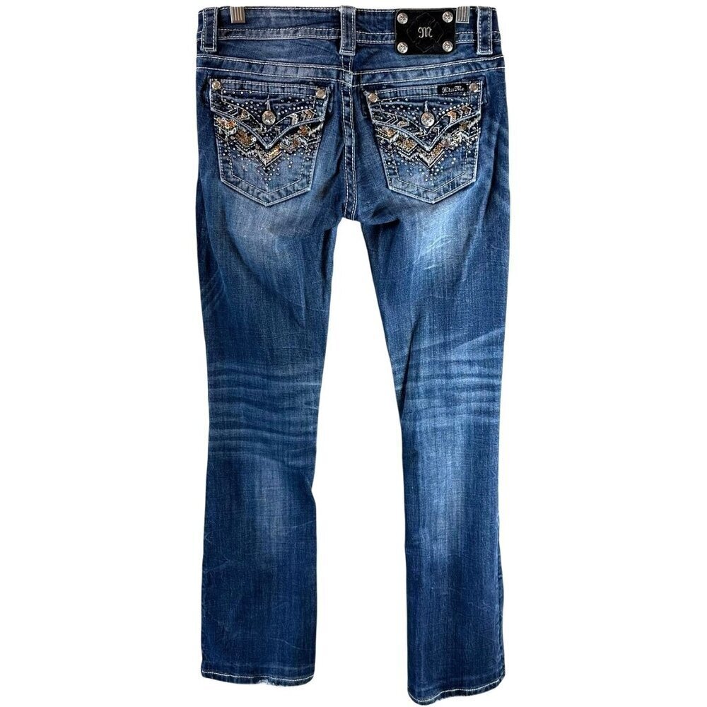 Miss Me Signature Rise Boot Embellished Back Pocket Jeans Size 28